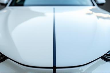 Before and after paint polish on a white luxury car